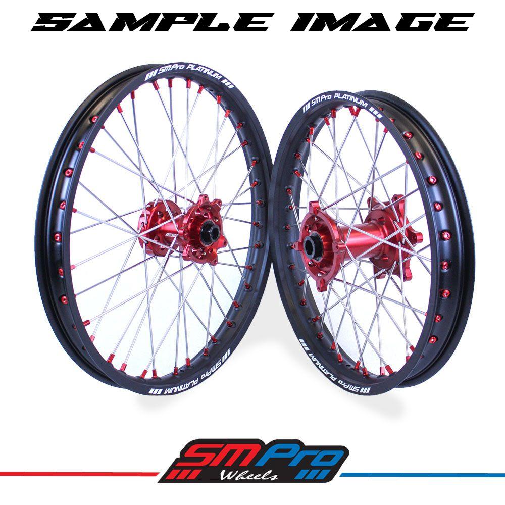 SM PRO 18x2.15 REAR WHEEL BLACK RIM, RED HUB GAS GAS EC250/300 EC250F/350F