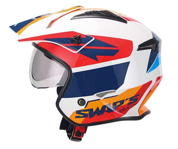 SWAP'S JET/TRIALS HELMET- X-Large 62cm White/Red/Blue