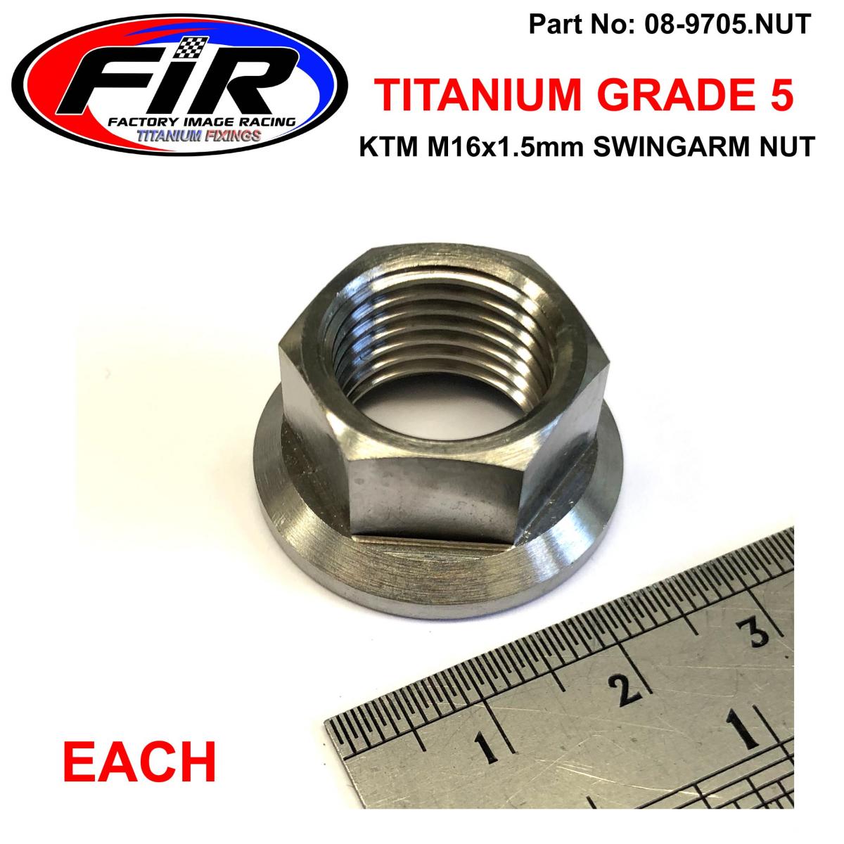 KTM M16x1.5mm SWINGARM NUT, TITAUIUM GR5 / OEM REF 54804038000,  / EACH
