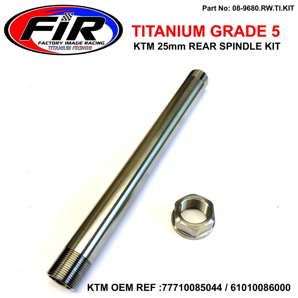 KTM NEW REAR SPINDLE & NUT M25x1.5, TITANIUM GR5 / SX XC SC-F XC-F, 77710085044