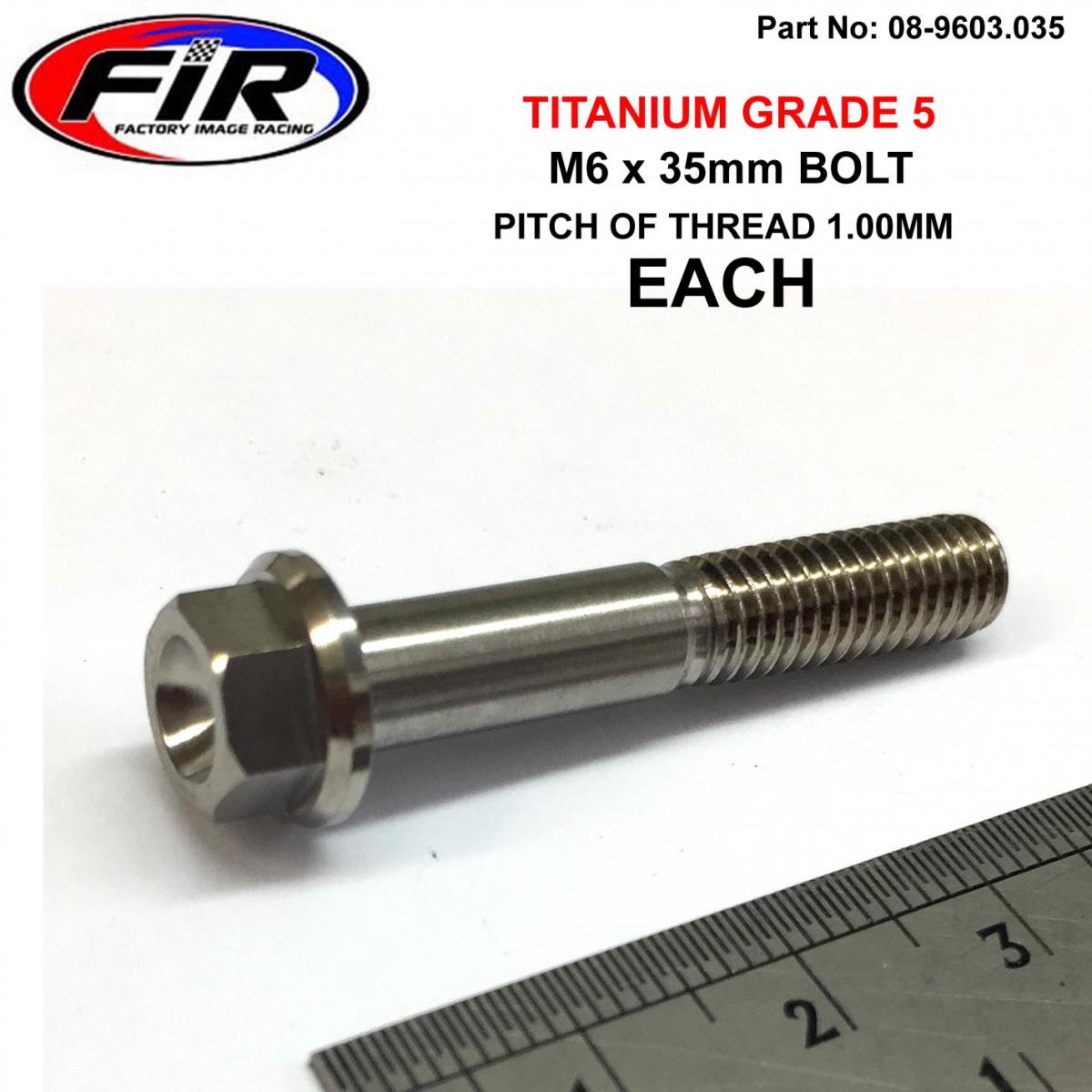 TITANIUM GR5 BOLT M6 x 35mm EACH, FLANGE OD: 11mm / HEX SIZE: 8mm