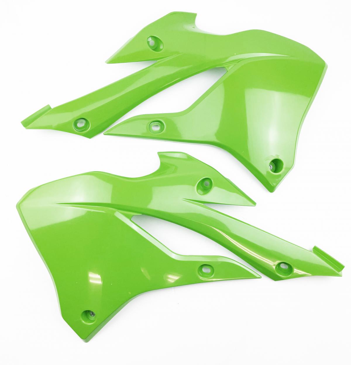 R-TECH OEM GREEN RADIATOR SCOOPS KAWASAKI KX85 2022-2024, KX112 2022-2024