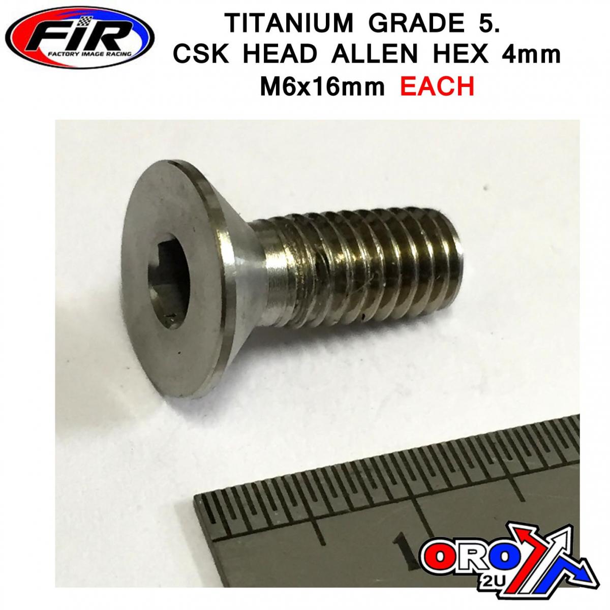 TITANIUM CSK ALLEN M6x16mm TITANIUM GRADE 5 / EACH