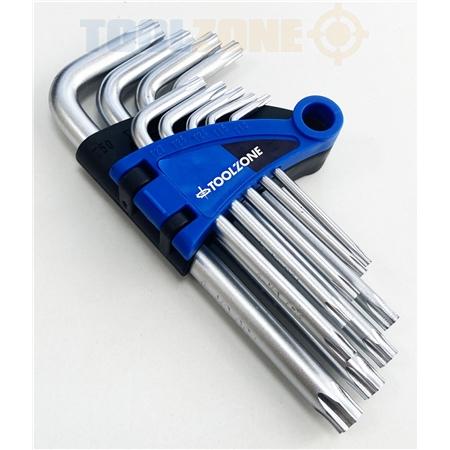 9pc SHORT STAR / TORX KEY SET, T10 T15 T20 T25 T27 T30 T40 T45 T50, KDPSD073