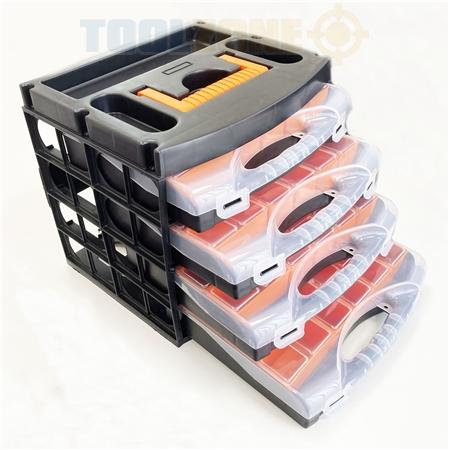 4 TRAY PLASTIC BOX 64 SECTIONS, TUB TRAY ORGANISER, KDPTB098/BOLTS FIXINGS PARTS