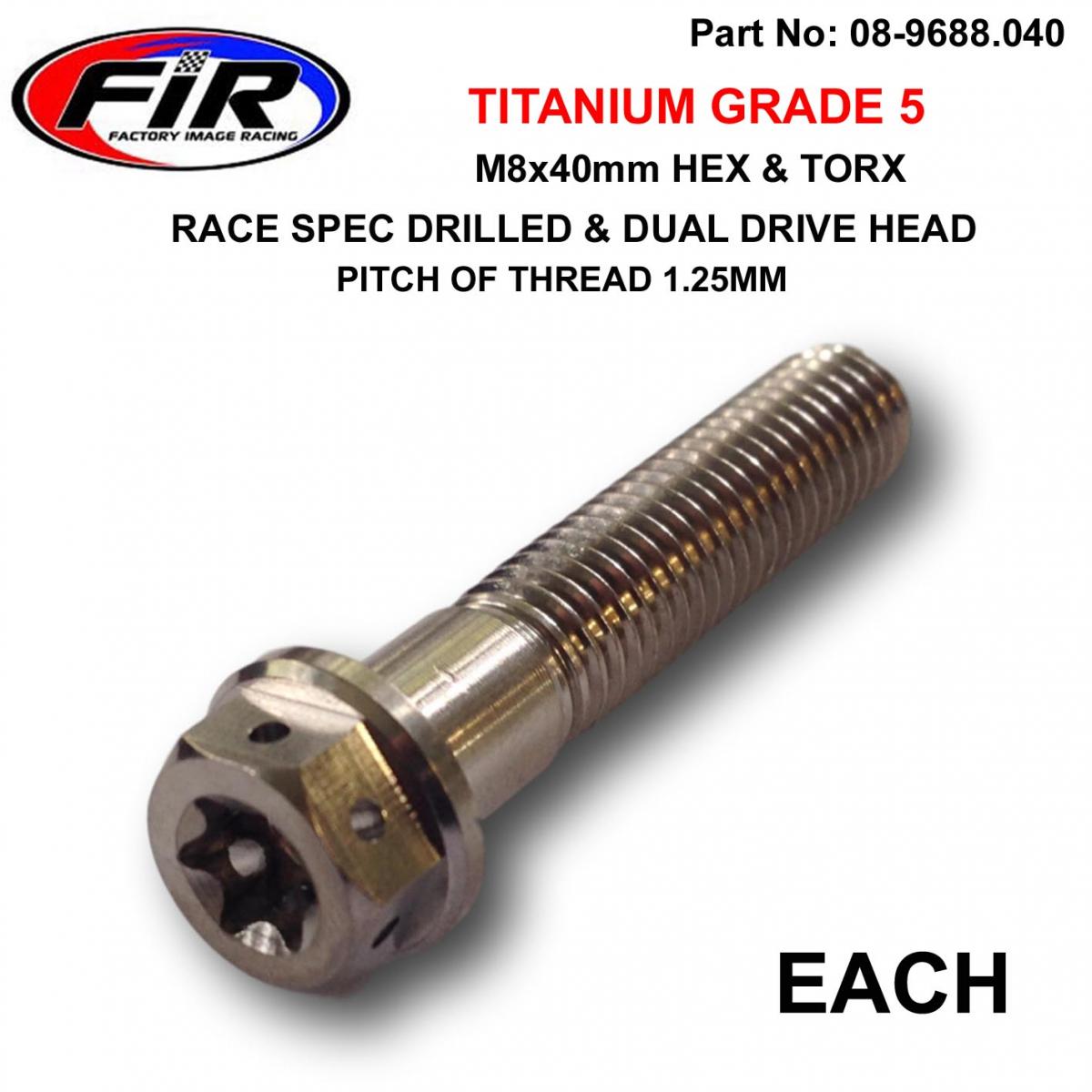 TITANIUM BOLT M8x40mmEACH, GRADE 5 / RACE SPEC DUALDRIVE,  / KTM RE: 25080406