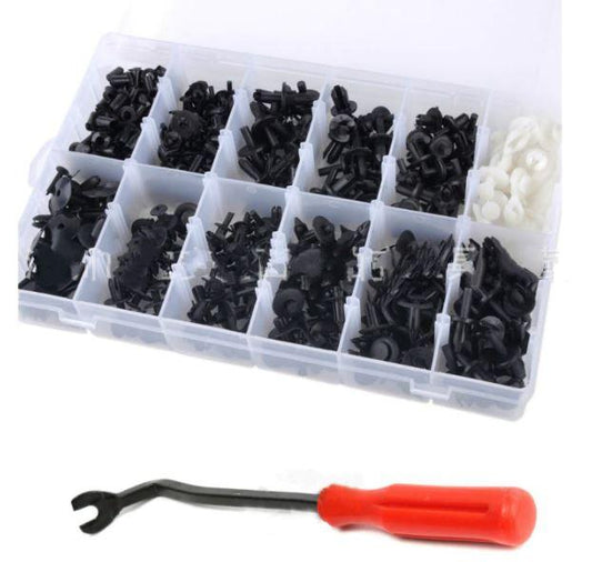350 PIECE PLASTIC RIVET KIT, With Clip Wrench Tool