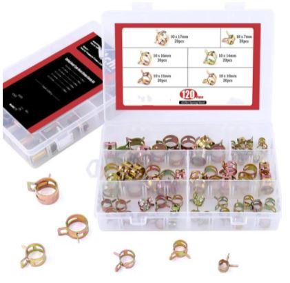120pcs. SPRING CLAMP KIT 7-17mm, fuel hose clips