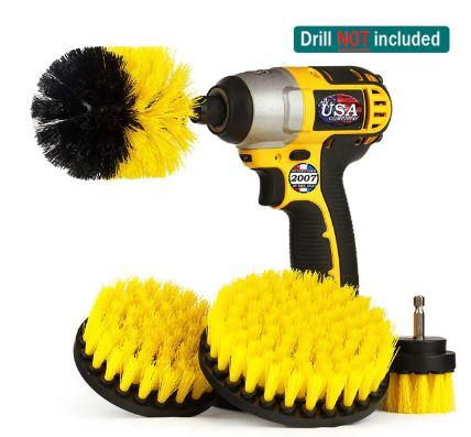 4Pc Heavy Duty Cleaning Brush Set With Drill Attachment
