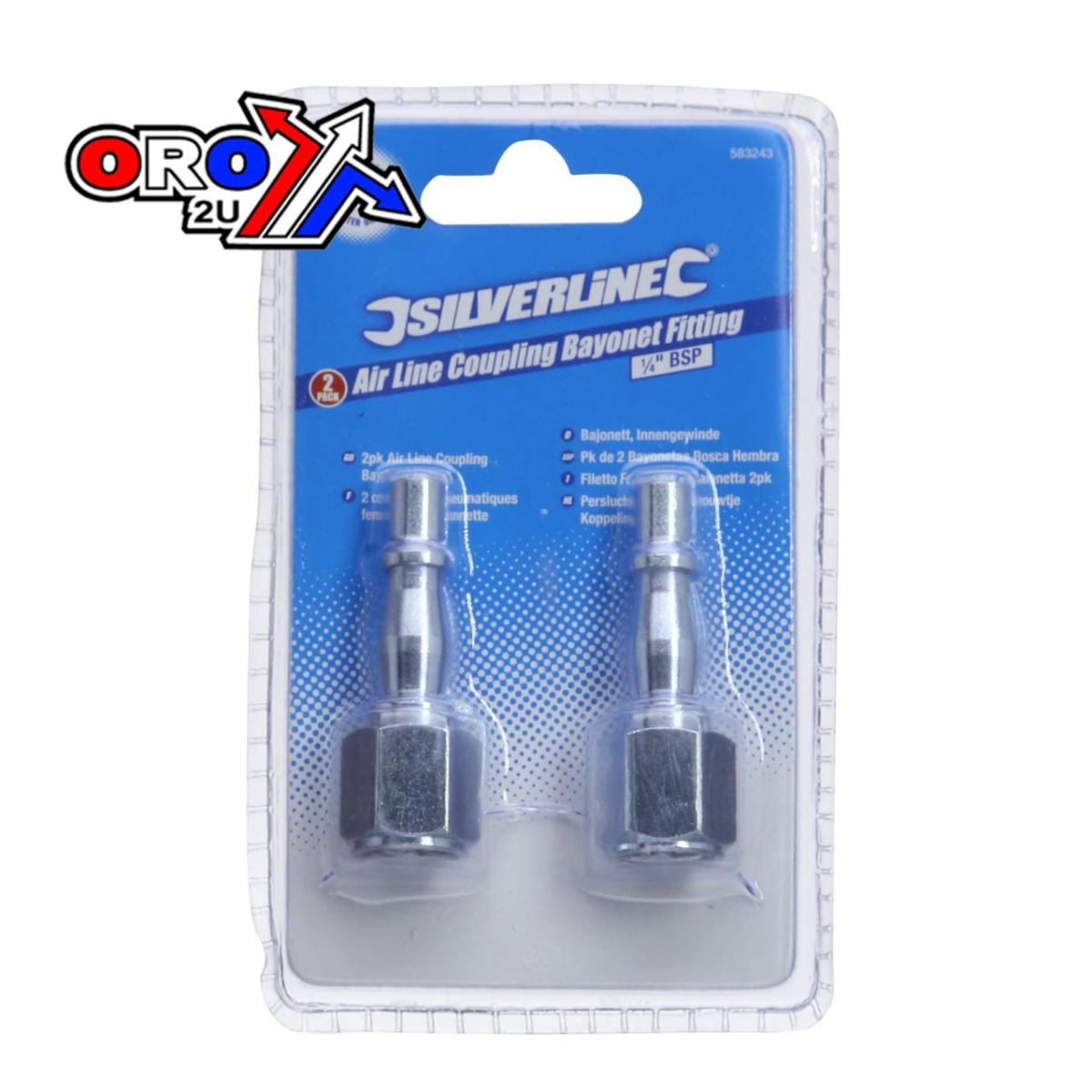 AIR LINE FEMALE THREAD 1/4"BSP, BAYONET COUPLER PACK OF 2, 583243
