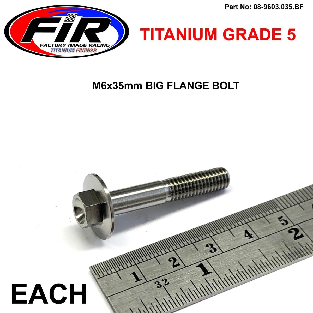 TITANIUM GR5 BOLT M6 x 35mm EACH, FLANGE OD: 15.90mm / HEX SIZE: 8mm