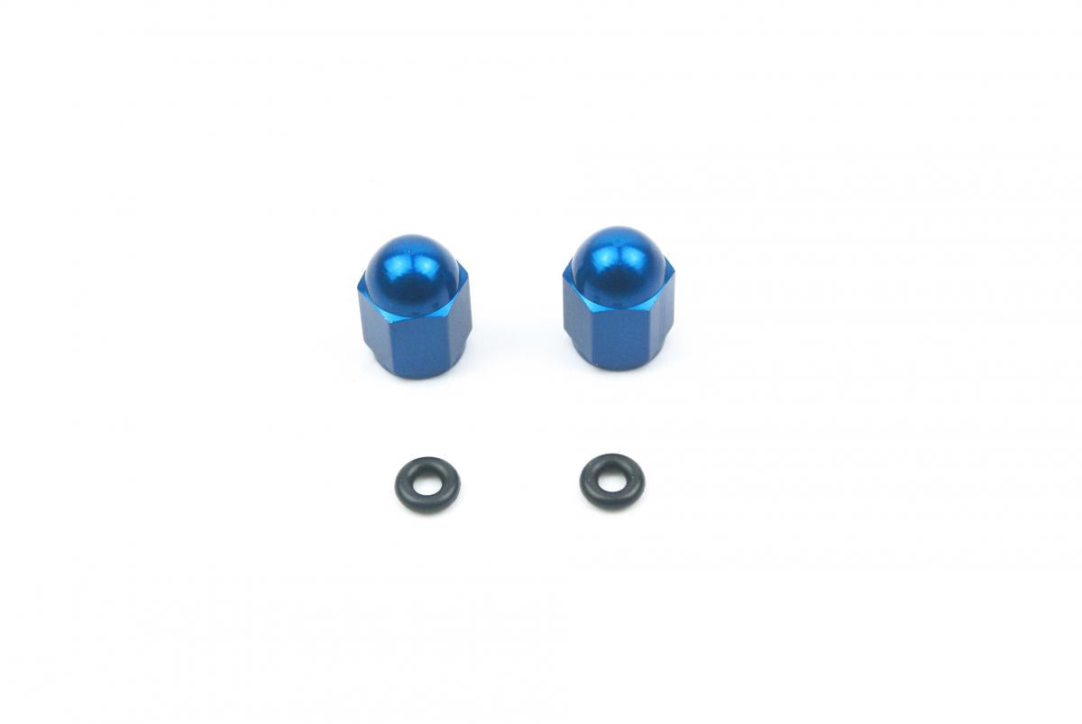 ALLOY VALVE CAP SET BLUE PAIR