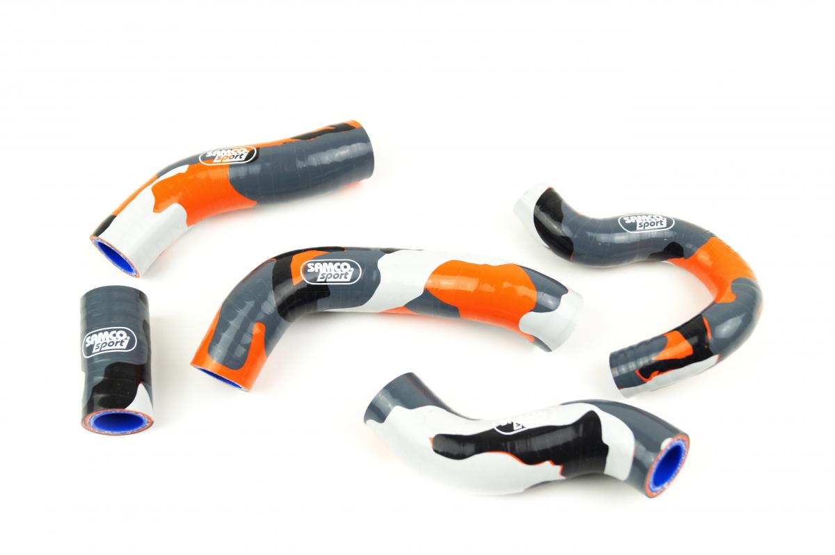 SAMCO HOSE KIT KTM 450/500 EXC-F 12-16, 5 PIECE KIT, SOLAR ORANGE CAMO