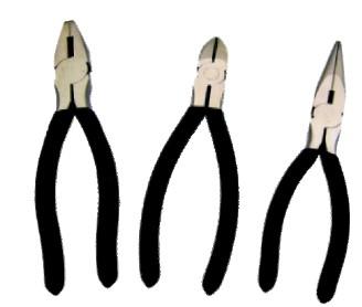 6" INCH STEEL PLIERS (SET OF 3), SNIPS / LONG NOSE / COMBINATION PLIERS