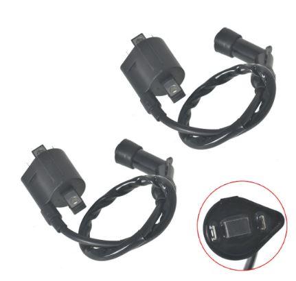 PAIR IGNITION COIL + PLUG CAP SUZUKI VS1400 Intruder 87-04, FRONT & REAR