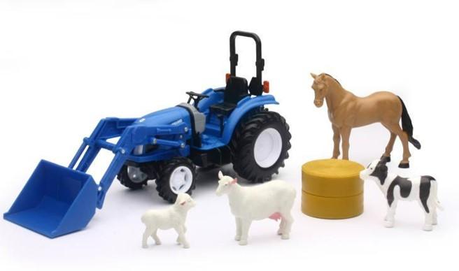 NEWRAY MODEL NEW HOLLAND BOOMER 55 PLAYSET LOADER WITH ANIMALS, SCALE 1:32