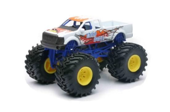 NEWRAY DIE CAST MODEL MONSTER TRUCK WHITE AND BLUE, SCALE 1:43