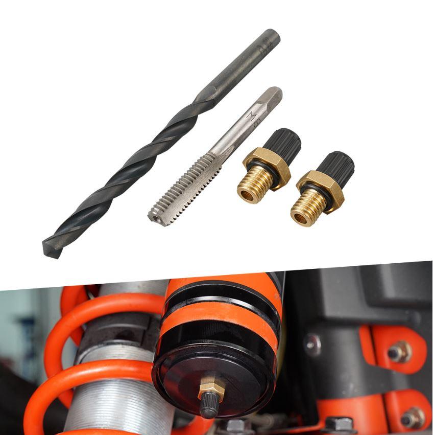 2pcs Shock Schrader Valve M8x1.0, Tap & Drill Nitrogen Universal