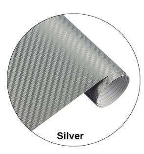 SILVER CARBON FIBER DECAL SHEET 30x127cm,  3D FIBER VINYL