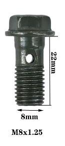 BANJO BOLT M8x1.25 STEEL, INCLUDES 2 SEALING WASHERS
