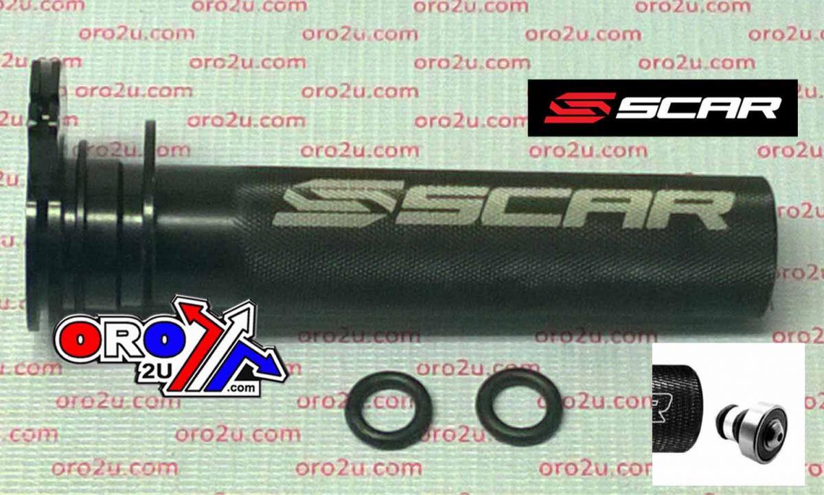 THROTTLE TUBE / BEARING, KTM 2T 98-16 SCAR RACING BLACK, ALUMINIUM CNC BILLET 2T