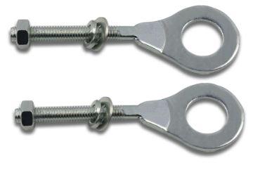 16mm HOLE x M6 THREAD, 86mm OVERALL CHAIN ADJUSTER TENSIONER, PAIR, S/STEEL