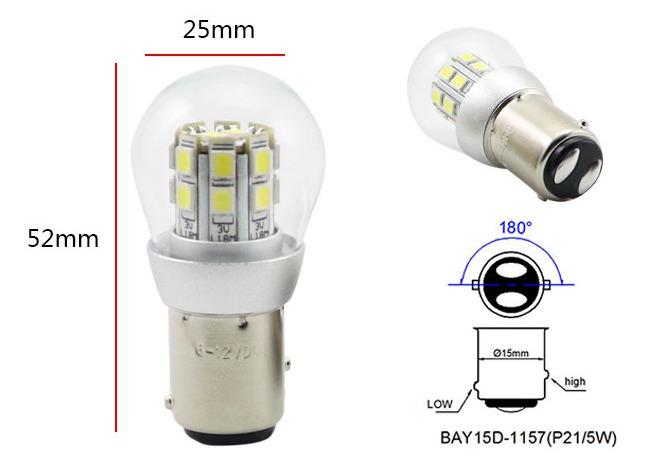 LED STOP-TAIL BULB 6V/12V 21W/5W EACH BAY15D-1157