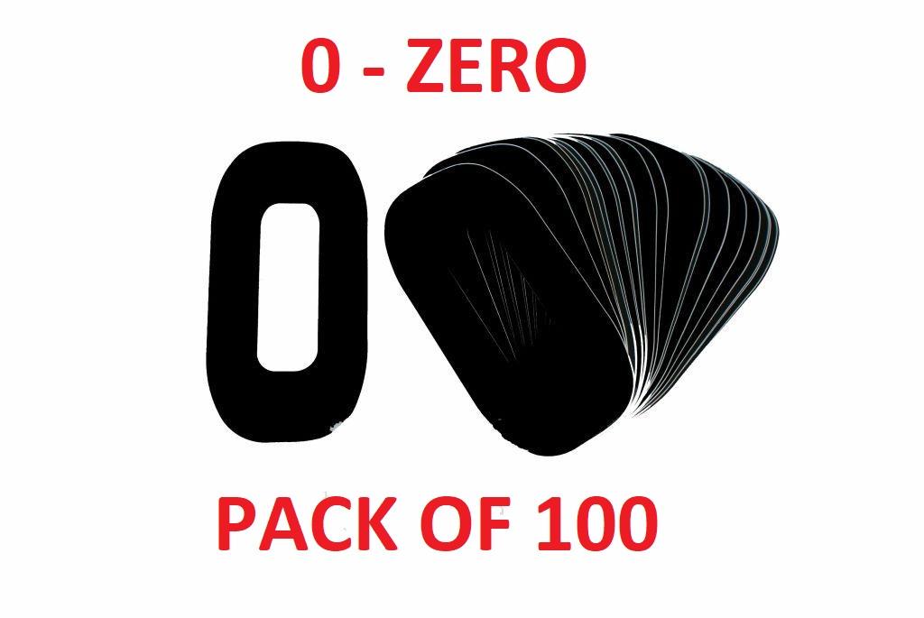 BLACK VINYL 15cm 6" RACE NUMBERS - 0 ZERO - PACK OF 100