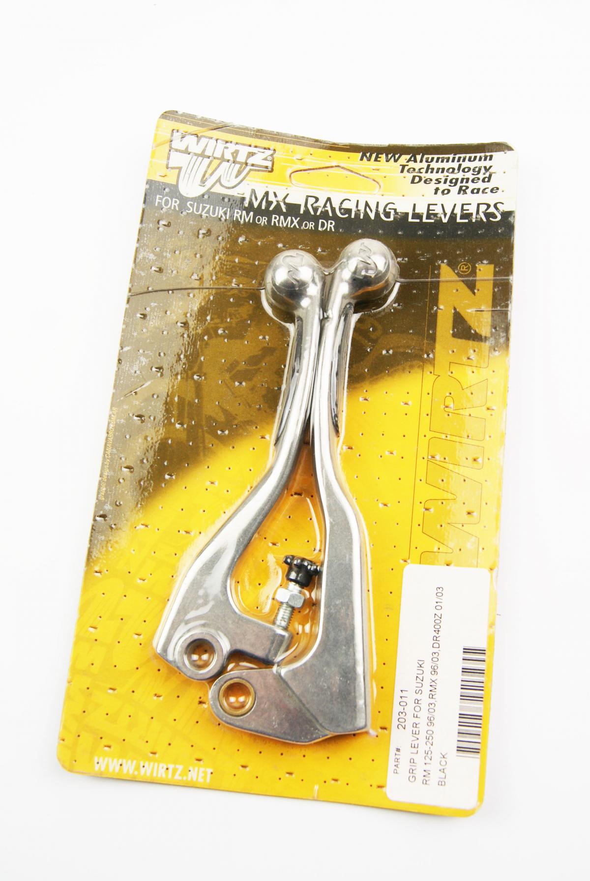 LEVER BLADE SET GRIP BLACK RM125/250 96-03, WIRTZ 203-011 CLUTCH & BRAKE