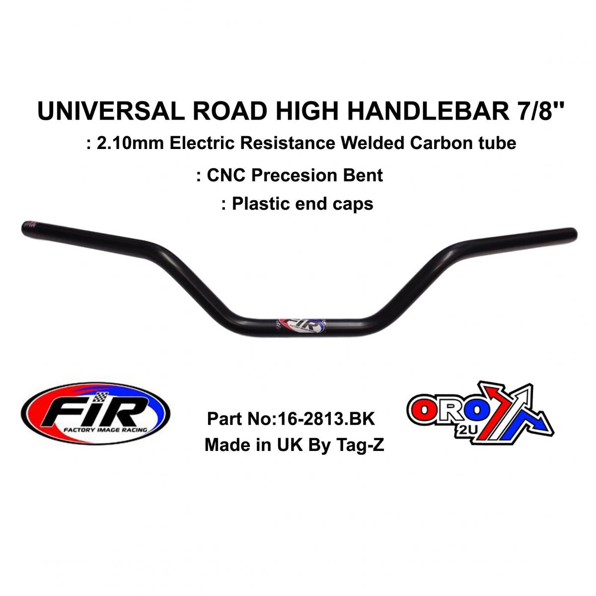 ROAD HIGH HANDLEBAR 7/8'', S/BIKE SPORTS UNIVERSAL MAT BK, REN REF : 756-01