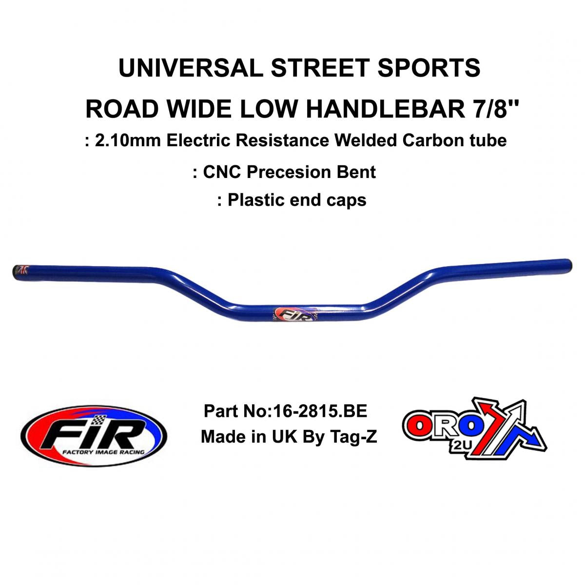 ROAD WIDE LOW HANDLEBAR 7/8'', STREET SPORTS UNIVERSAL BLUE, REN REF : 749-02