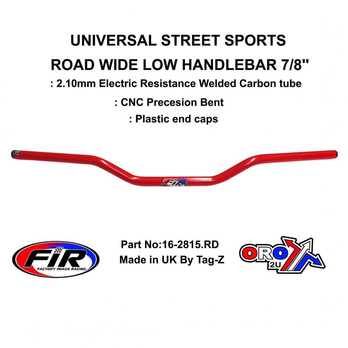ROAD WIDE LOW HANDLEBAR 7/8'', STREET SPORTS UNIVERSAL RED, REN REF : 749-02