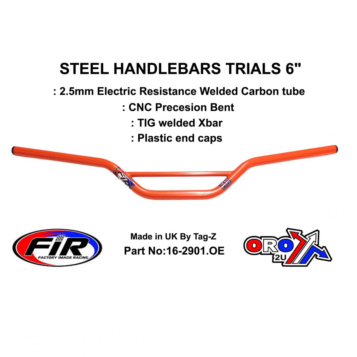 STEEL HANDLEBARS TRIALS 6",  / ORANGE 22mm 7/8, REF 48-768 / 768-02