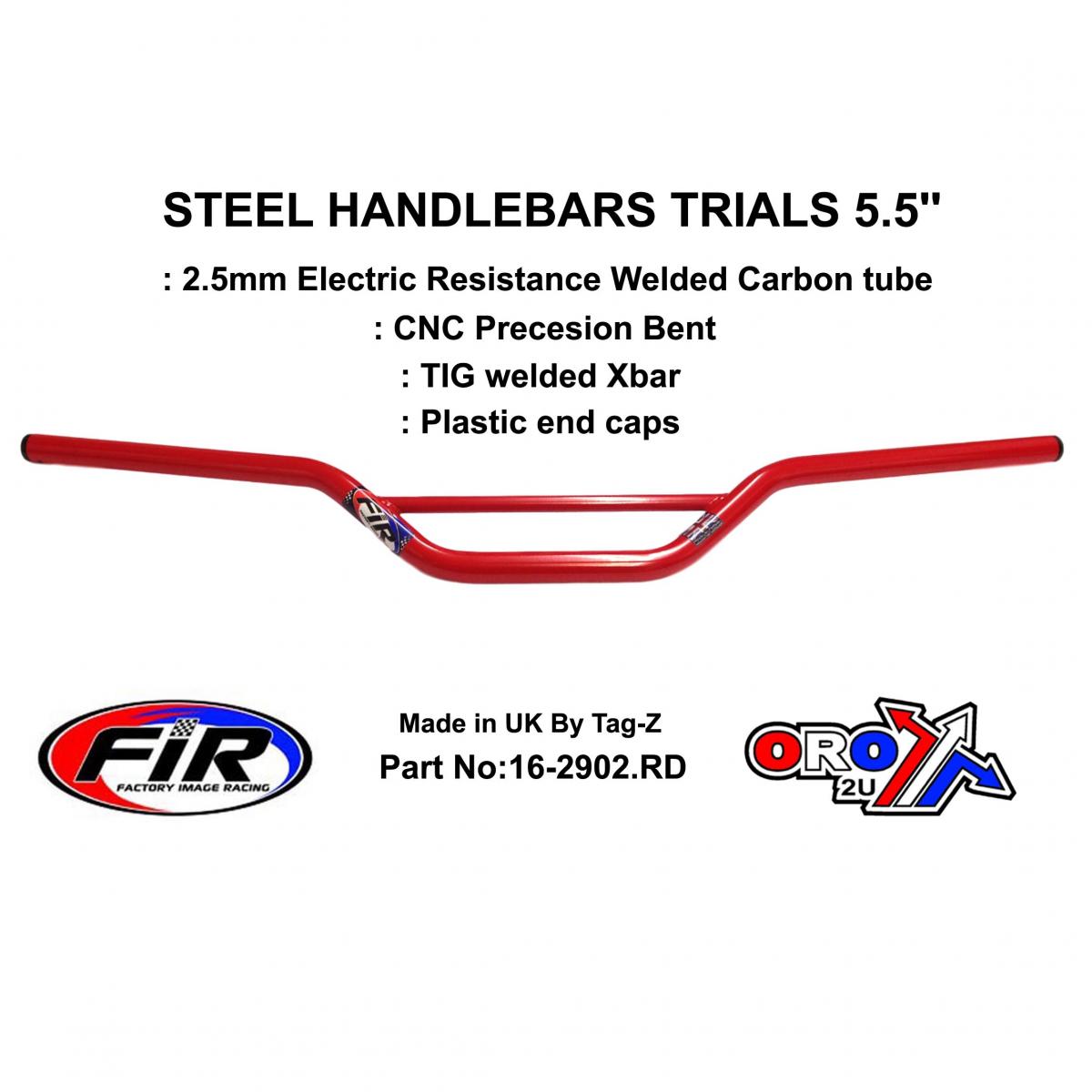 STEEL HANDLEBARS TRIALS 5.5'',  / RED 22mm 7/8, REF 48-735 / 735-01