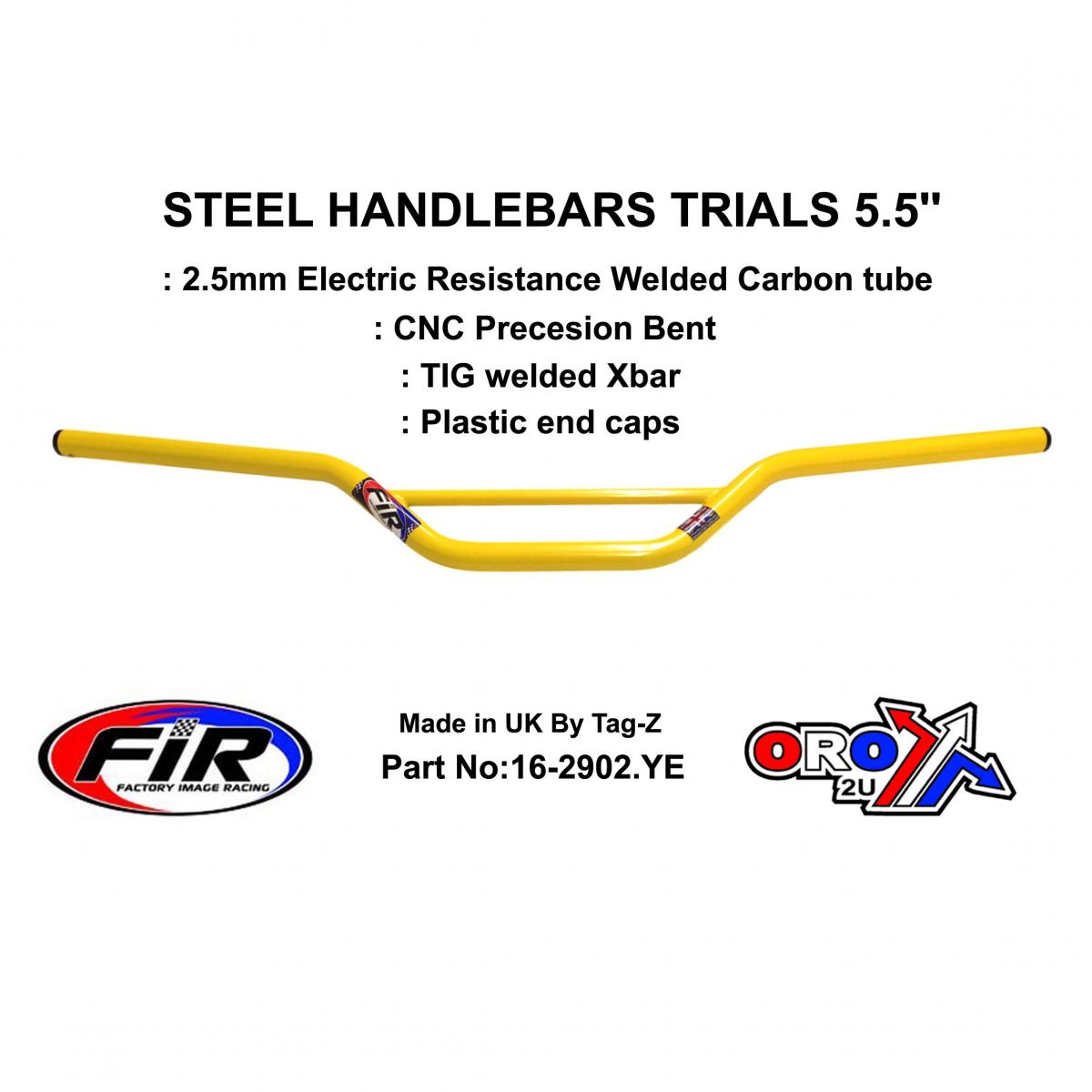 STEEL HANDLEBARS TRIALS 5.5'',  / YELLOW 22mm 7/8, REF 48-735 / 735-01