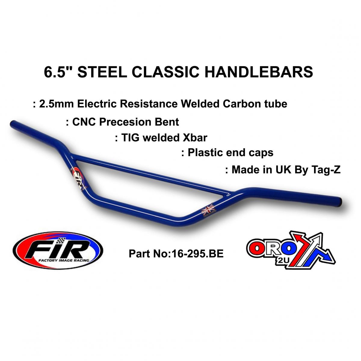 6.5" STEEL CLASSIC HANDLEBARS,  / BLUE FULL GLOSS, Made in UK [TAG-Z]