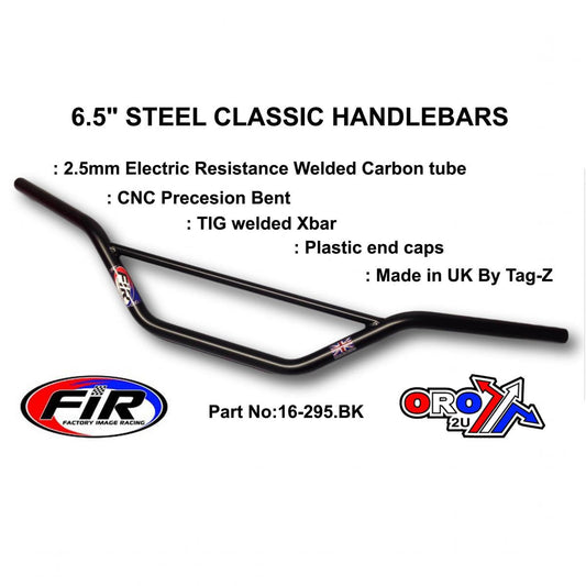 6.5 STEEL CLASSIC HANDLEBARS,  / BLACK MATT FINISH, Made in UK TAG-Z