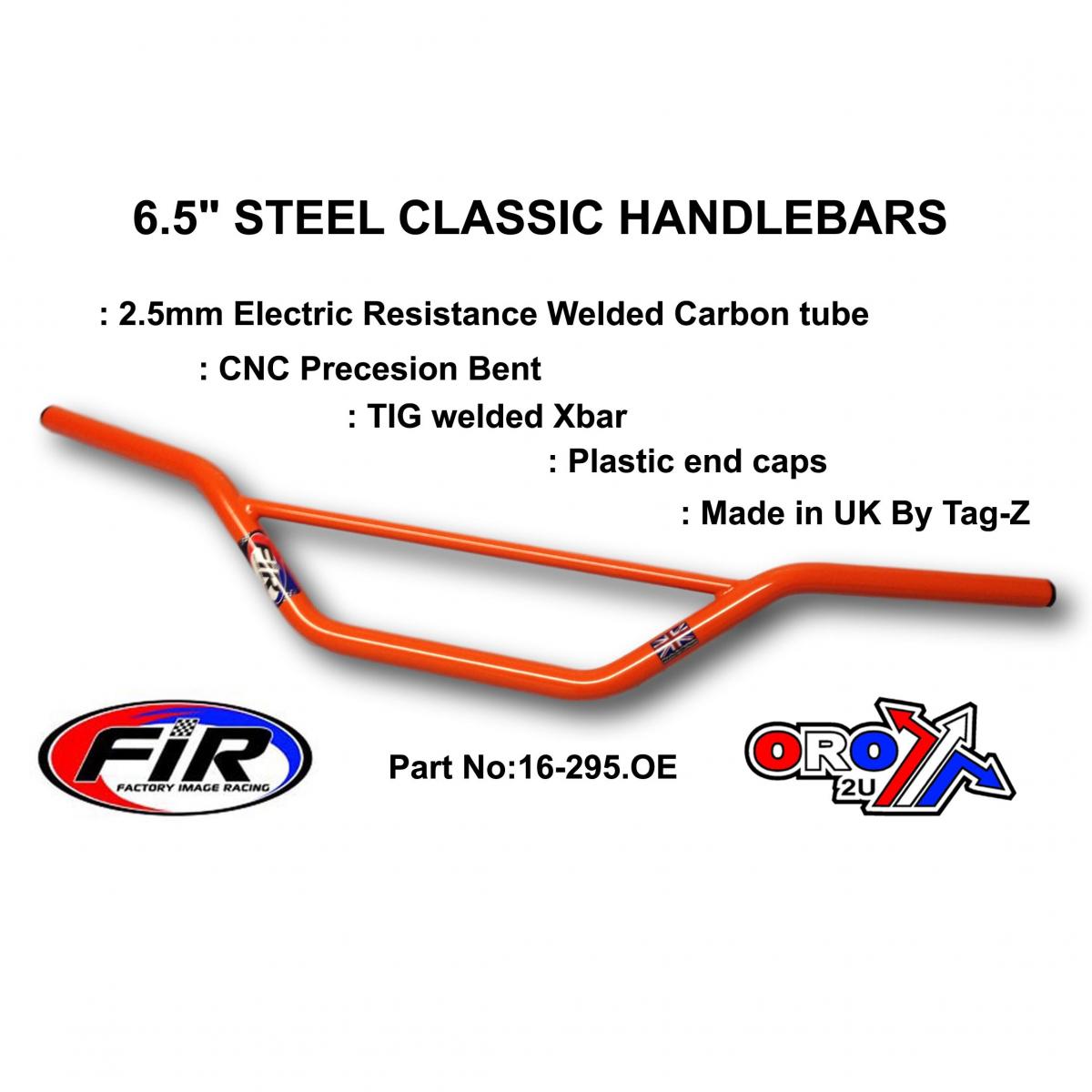 6.5" STEEL CLASSIC HANDLEBARS,  / ORANGE FULL GLOSS, Made in UK [TAG-Z]