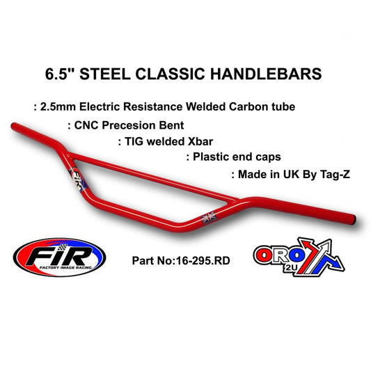 6.5" STEEL CLASSIC HANDLEBARS,  / RED FULL GLOSS, Made in UK [TAG-Z]