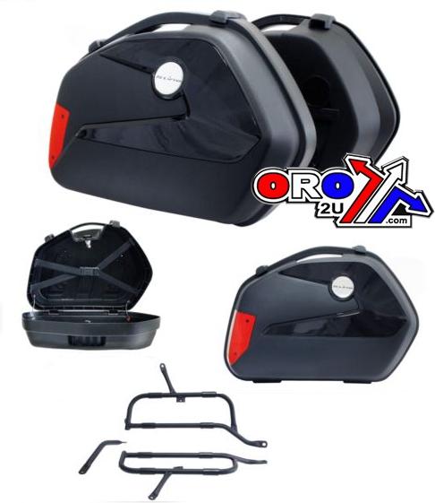 PAIR PANNIER PLASTIC BOX 22L, 48x22x35cm, Weigh 8KG, with plate/fitting brackets