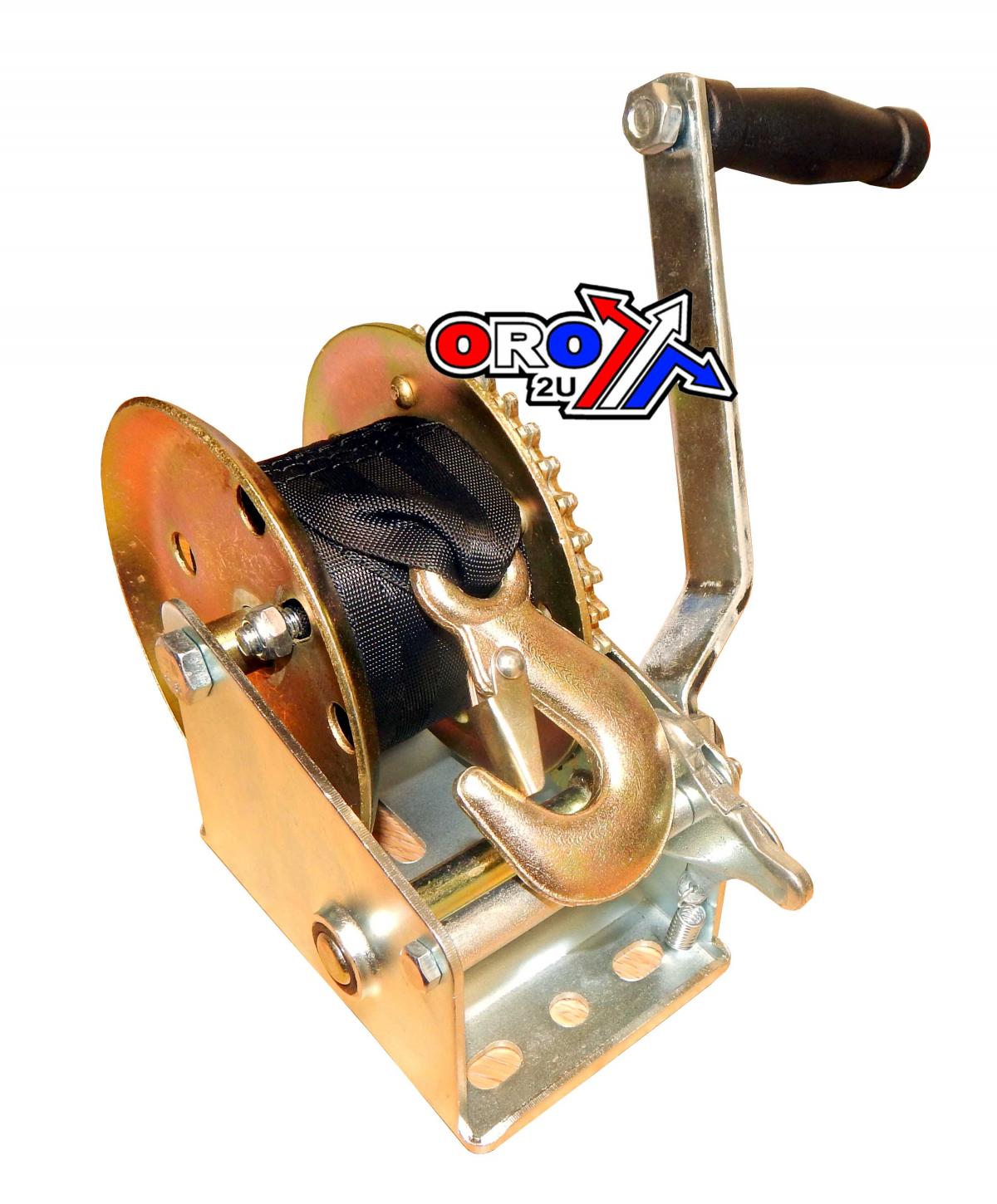 HAND WINCH 1200LB/545KG, 6M STRAP, ATV/UTV
