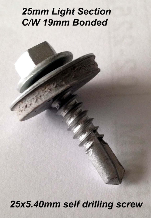25x5.40mm TEK STITCHING EACH, TEK SCREWS FOR LIGHT SECTION, SELF DRILLING SCREWS