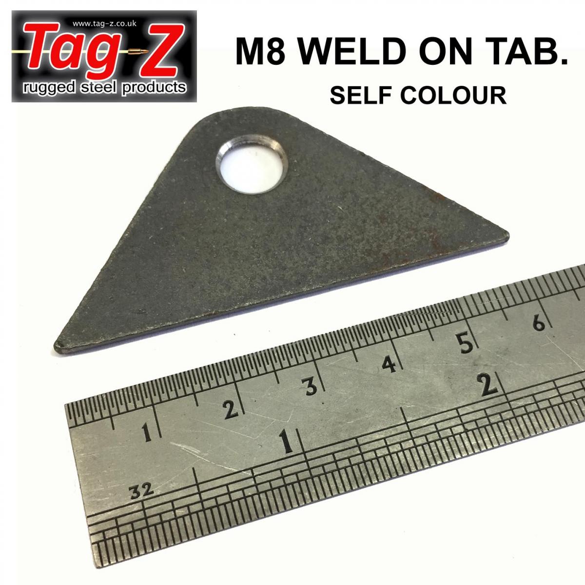 M8 WELD ON TAB, SELF COLOUR, SIZE : ID8.5xW30xL60 / EACH