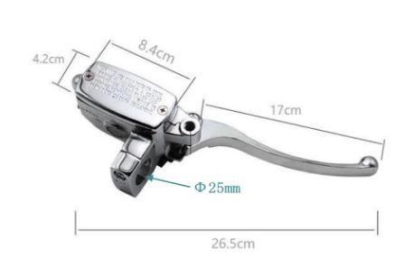 FRONT BRAKE MASTER CYLINDER SILVER, 7/8 Handlebar 10mm MIRROR MOUNT