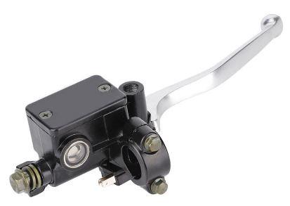 FRONT BRAKE MASTER CYLINDER BLACK WITH SILVER LEVER AND MIRROR MOUNT