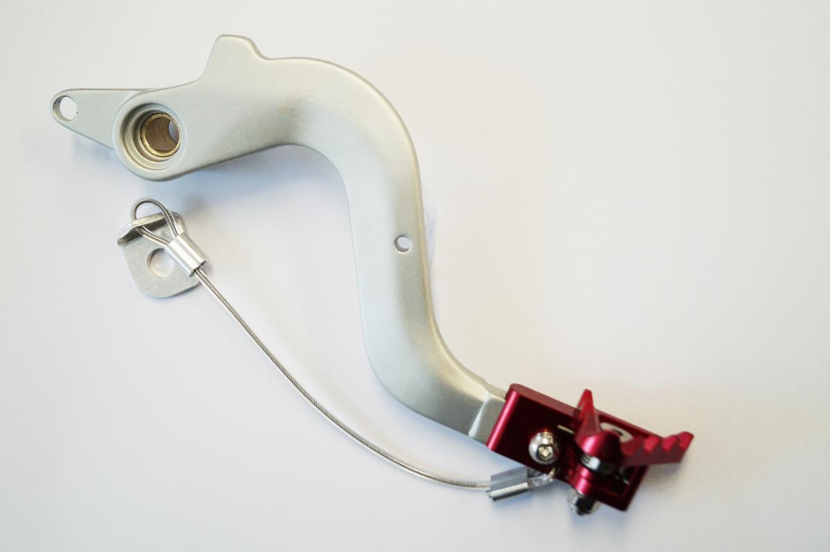 BRAKE PEDAL GAS GAS 125-300 97-11, SILVER WITH RED TIP