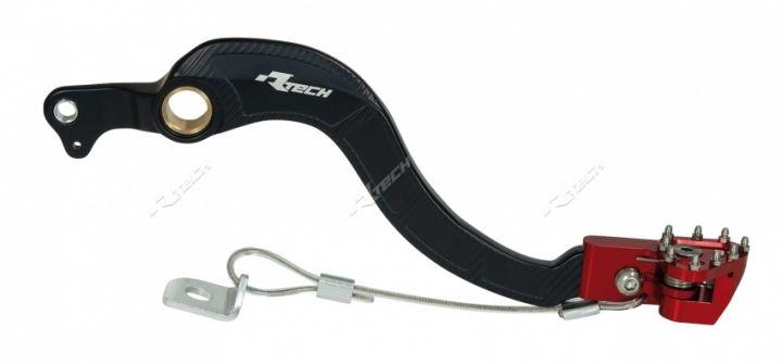 REAR BRAKE PEDAL FOLDING TIP BLK/RD, KAWASAKI KX250F 05-20, SUZUKI RMZ250 05-06