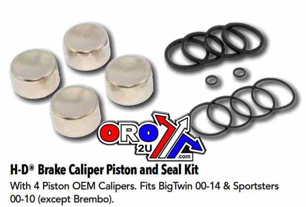 BRAKE CALIPER PISTON & SEALS HARLEY DAVIDSON BIG TWIN & SPORTSTERS WITH 4 PISTON