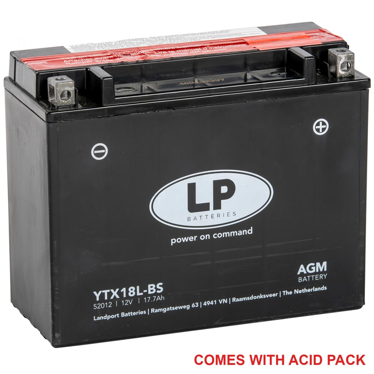 BATTERY LTX18L-BS 12V 20Ah. Maintenance Free, YTX18L-BS