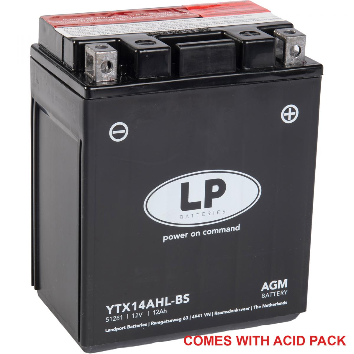 BATTERY LTX14AHL-BS 12V 12AH, Maintenance Free, YTX14AHL-BS